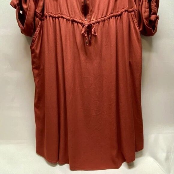 Torrid Mini Studio Cupro Zip Front Shirt Dress Women's 2 Brown Spice Flowy READ - Picture 3 of 15